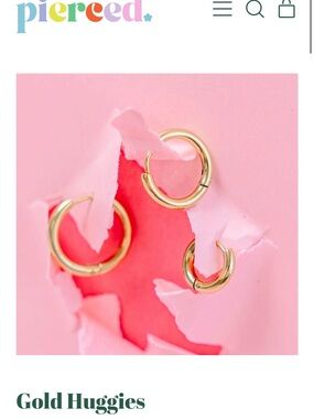 Set of two Gold Huggie Hoop Earrings